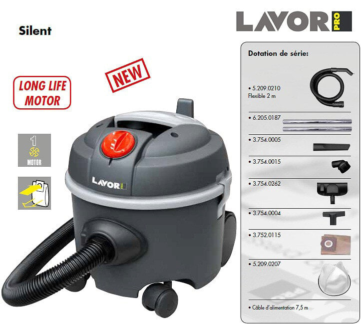 LAVORWASH - Pro - Aspirateur poussières silencieux 800W 12L 44l/s 24kPa SILENT Lavor - large