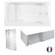 JACOB DELAFON - Baignoire bain douche Malice + tablier de baignoire + pare bain Blanc brillant, 170 X 90 version droite - vignette