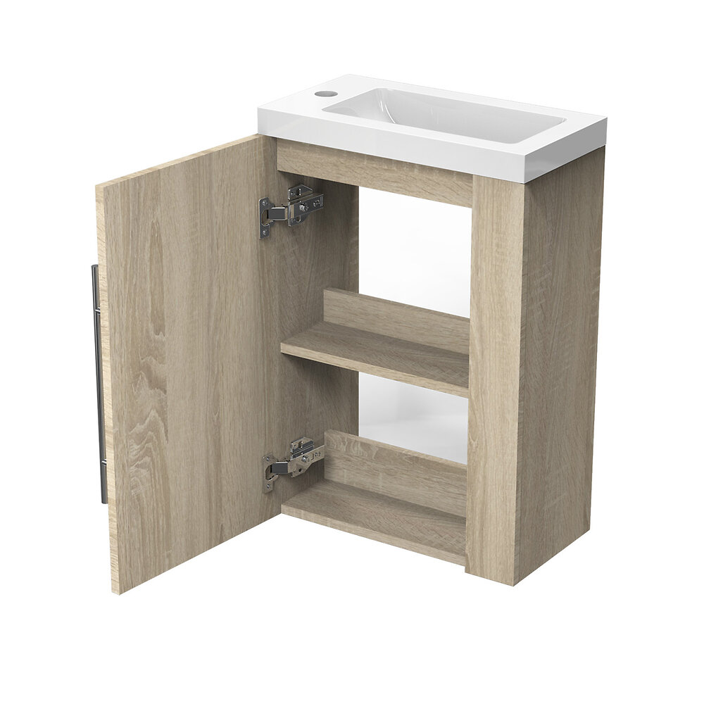 AICA SANITAIRE - Aica Sanitaire Ensemble meuble bois et vasque 60cm meubles de salle de bain meuble sur pieds 1 porte - large