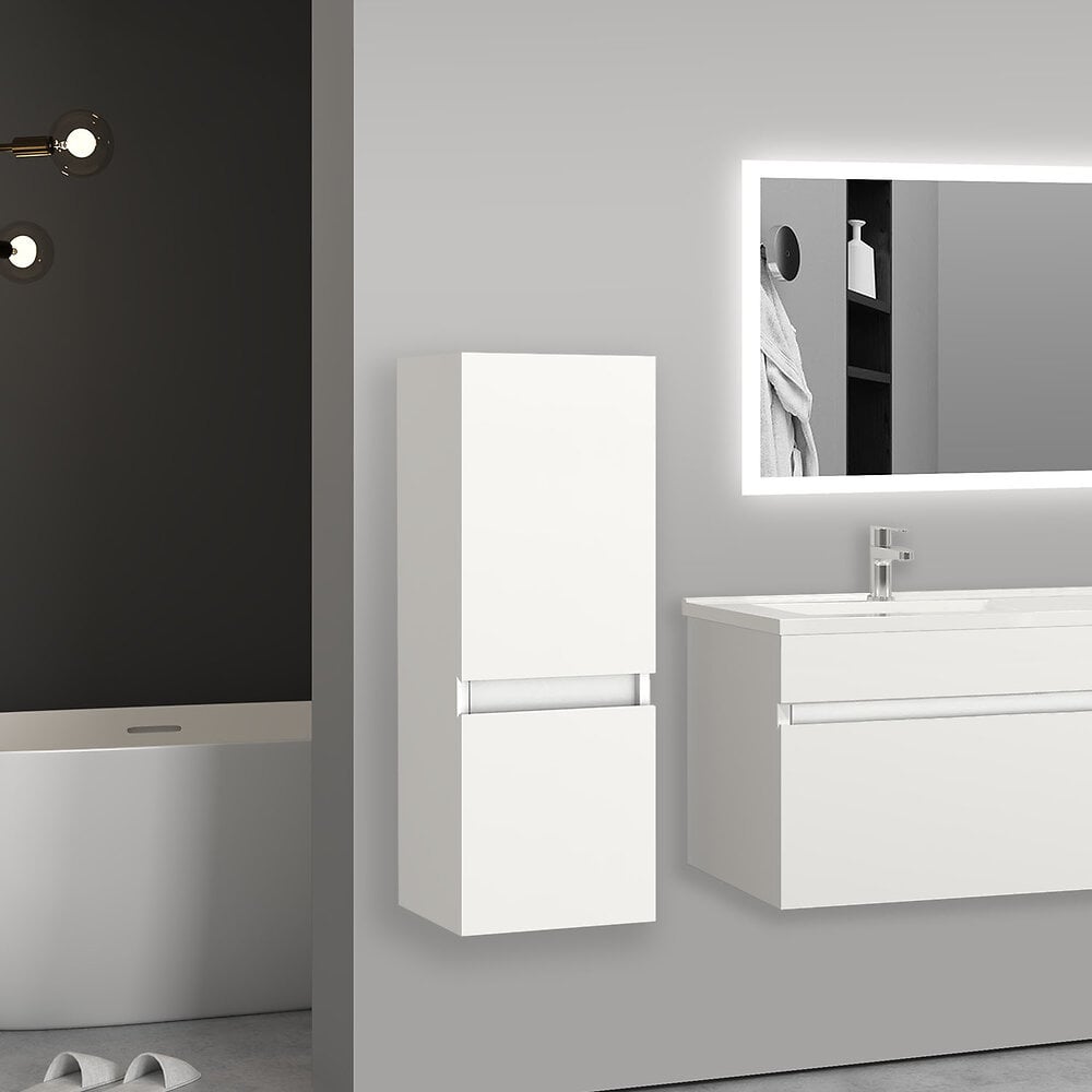 AICA SANITAIRE - Aica Sanitaire 30(L)x30(P)x83(H)cm meuble salle de bain blanc meuble colonne salle de bain à suspendre - large