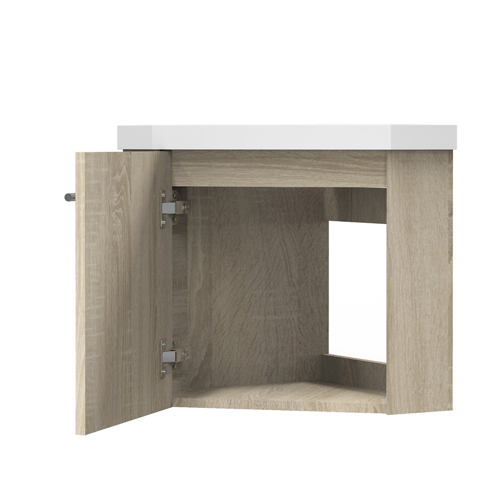 AICA SANITAIRE - Aica Sanitaire Ensemble meuble bois clair et vasque 60cm meubles de salle de bain meuble sur pieds 1 porte - large