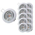 LAMPESECOENERGIE - LOT DE 10 SPOT LED RONDE BLANC ORIENTABLE 38° BLANC CHAUD - vignette