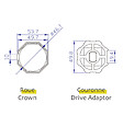 AVOSDIM - Adaptations Axe octogonal ø52mm pour moteurs AVOSDIM ø45mm - vignette