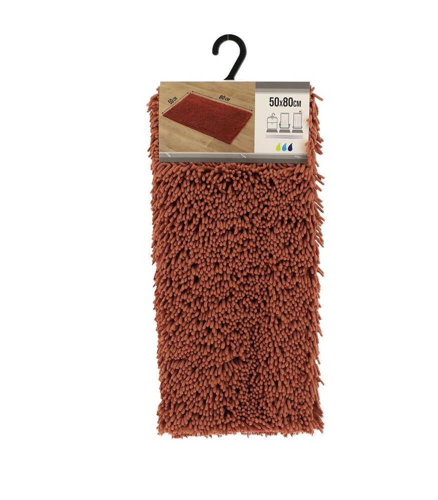 TENDANCE - Tapis de salle de bain Cuivre en Microfibre chenille 50 x 80 cm - large
