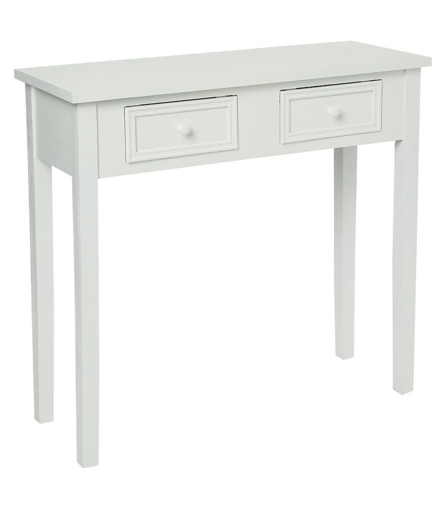 meuble console 2 tiroirs en bois blanc h 76 cm
