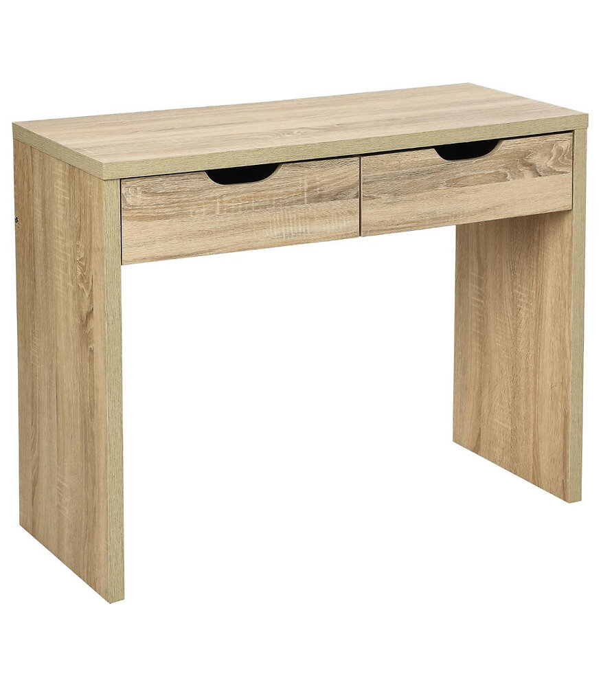 meuble console 2 tiroirs en bois h 80 cm