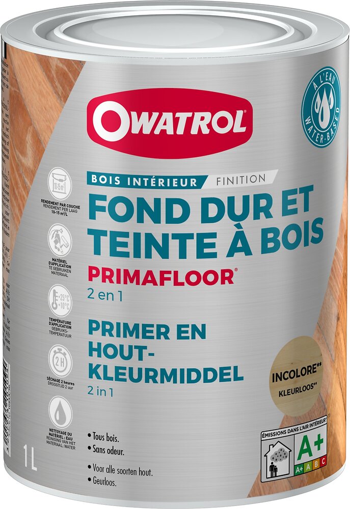OWATROL - Fond dur + teinte à bois en phase aqueuse Owatrol PRIMAFLOOR Incolore (owp12) 1 litre - large