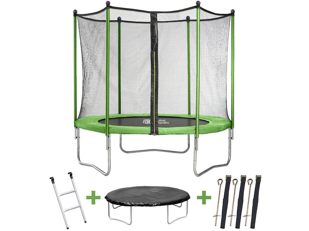 Trampoline+Yoopi+2+-+Ø+1.80+m+-+avec+filet+++echelle+++couverture+++kit+d%27ancrage