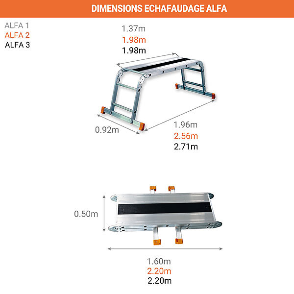 Matisere - Plateforme double accès de 5 marches - hauteur travail max. 3.25m. - ALFA3 - large