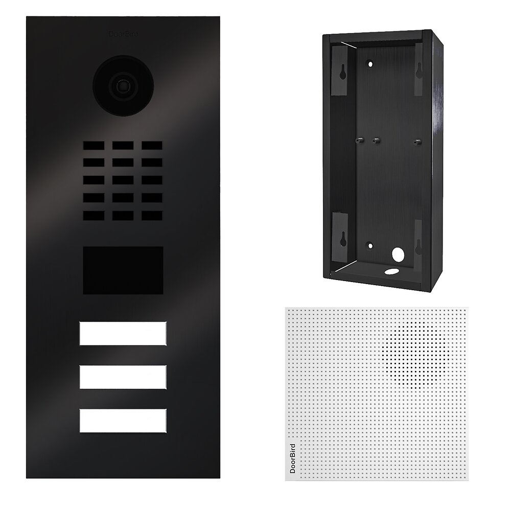 DOORBIRD - Visiophone IP 3 sonnettes + Carillon et support de montage - Doorbird D2103V Titane Kit 3 - large