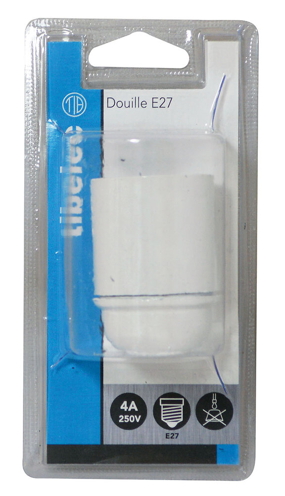 TIBELEC - Douille E27 isolée lisse 10x1 blanc - large
