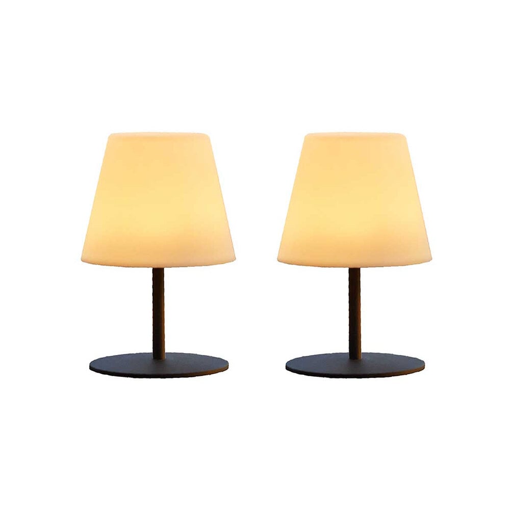 lot de 2 lampes de table sans fil led twins gris acier h16cm