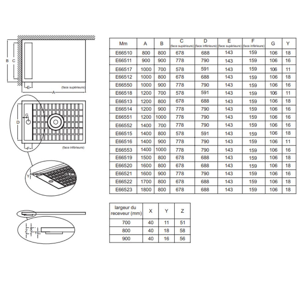 bac douche extra plat Flight Neus, 180 x 80