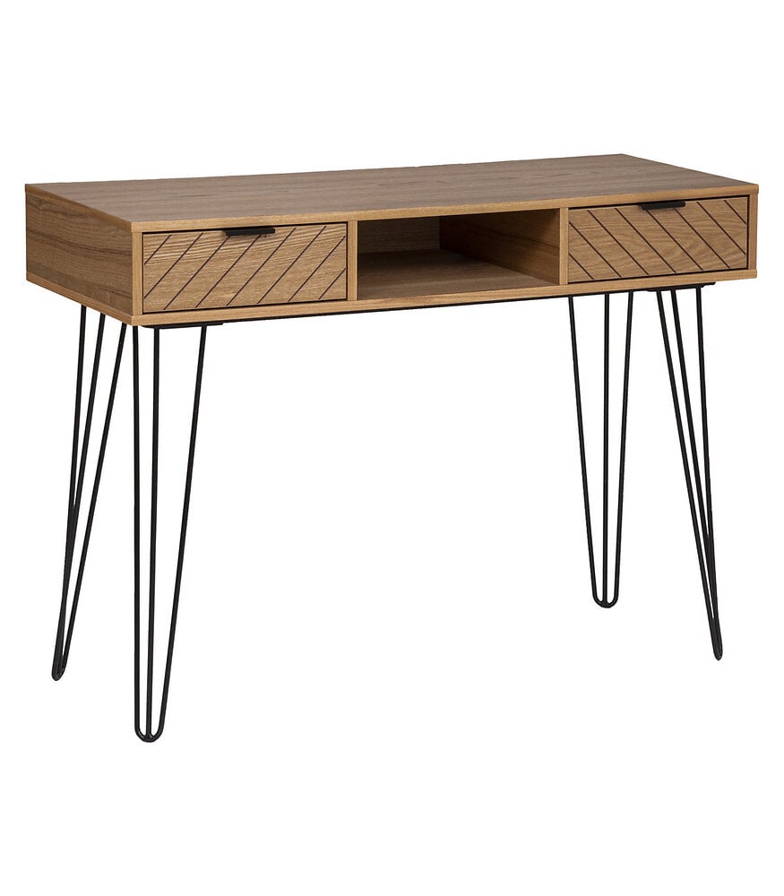 meuble console 2 tiroirs en bois et métal h 78.5 cm