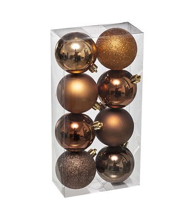 FEERIC LIGHTS & CHRISTMAS - Déco de sapin Lot de 8 Boules de Noël D 7 cm - Bronze et Marron - vignette