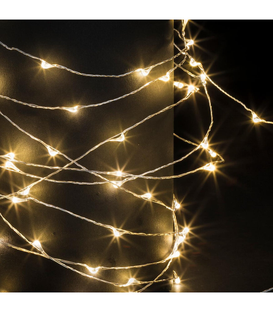 FEERIC LIGHTS & CHRISTMAS - Guirlande lumineuse Intérieure & Extérieure 10 m 100 MicroLED Blanc chaud et 8 jeux de lumière - large