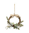 FEERIC LIGHTS & CHRISTMAS - Couronne de  Noël décorée baies beige, branches et noeud en jute D 36 cm - vignette