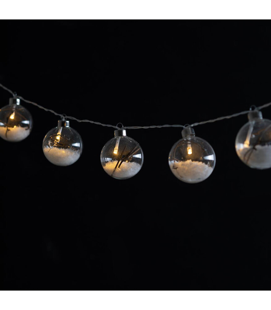 guirlande lumineuse intérieur 8 boules en verre avec décor sur 1 mètre