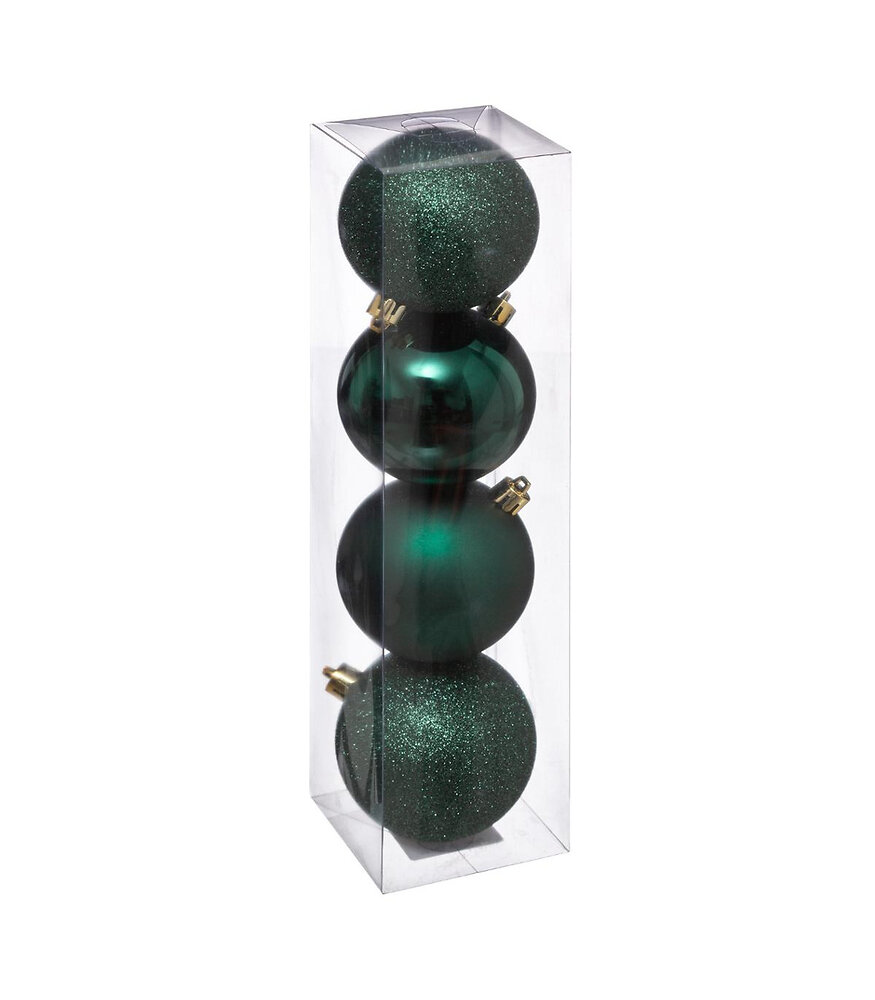 FEERIC LIGHTS & CHRISTMAS - Déco de sapin Lot de 4 Boules de Noël D 8 cm - Vert bouteille - large