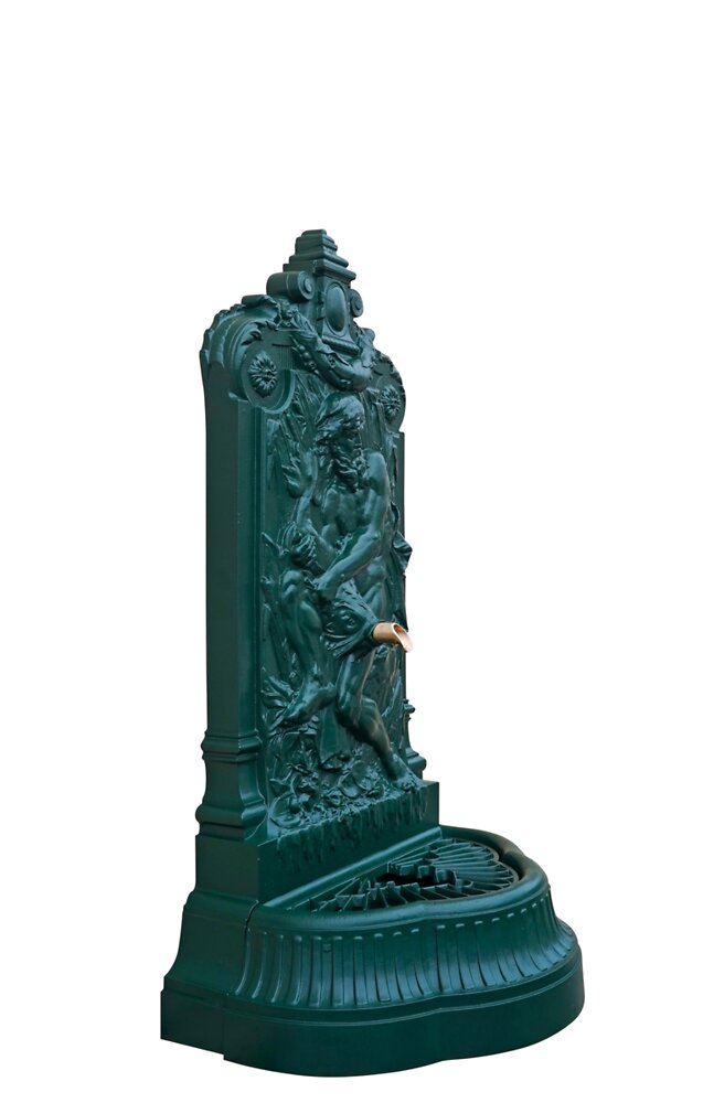 DOMMARTIN - Fontaine neptune Dommartin vert 6009 avec bec verseur bronze  H.160 - large