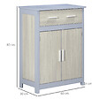 KLEANKIN - Meuble de salle de bain meuble de rangement bas avec 1 tiroir et 1 placard double porte MDF gris et aspect chêne clair - vignette