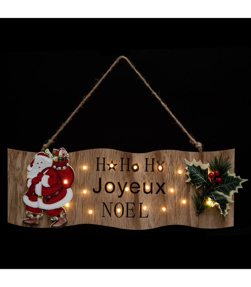 FEERIC LIGHTS & CHRISTMAS - Pancarte lumineuse  "Joyeux Noël " avec déco 20 LED Blanc chaud L 40 cm - large