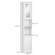 KLEANKIN - Meuble colonne de salle de bain 2 portes avec étagères réglables 2 niches miroir panneaux particules blanc - vignette