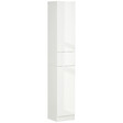 KLEANKIN - Meuble colonne rangement salle de bain style contemporain façade laquée 2 portes 3 étagères tiroir panneaux MDF blanc - vignette