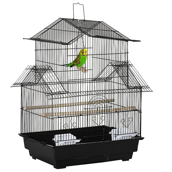Cage à oiseaux avec séparation mangeoire et perchoir 95L x 45l x