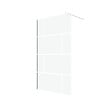 AURLANE - Paroi de douche à l'italienne 120x195cm - Sérigraphie type briques - Profile blanc - WHITE BLOCKS - vignette