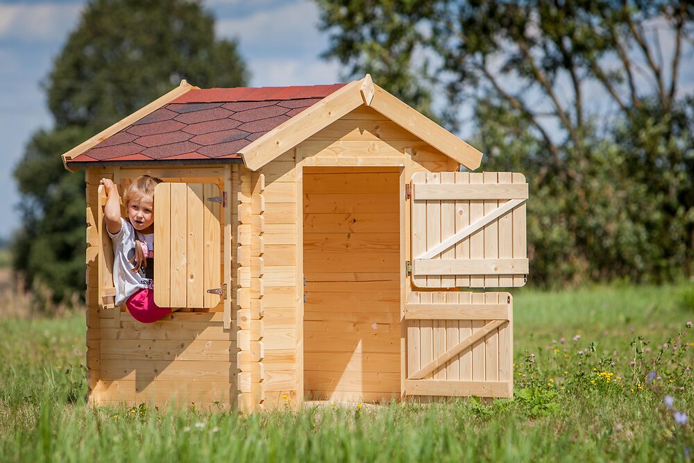TIMBELA - Timbela M516-1 Maison en bois pour enfants SANS PLANCHER - 112x146xH143 cm / 1.1m2 - large
