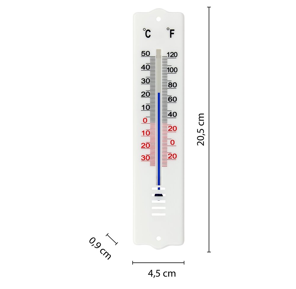VELAMP - Thermomètre intérieur/extérieur en plastique 20cm - large