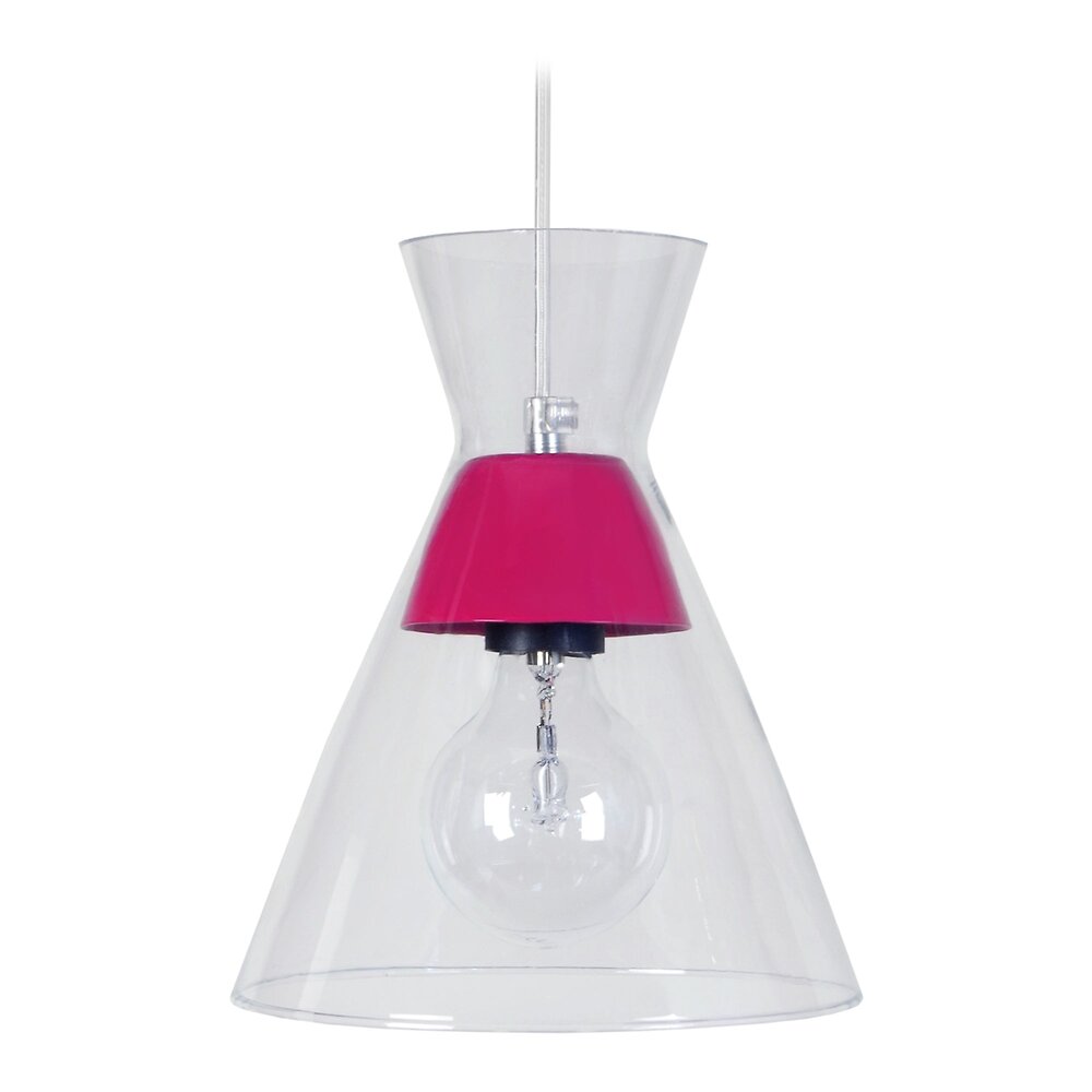 TOSEL - CONICAL - Suspension conique verre transparent et rose - large