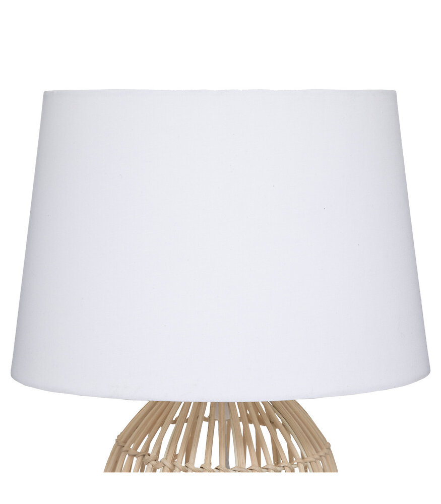 ATMOSPHERA - Lampe à poser en Rotin et Abat-jour Blanc H 48.5 cm - large