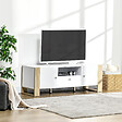 HOMCOM - Meuble TV 2 portes 1 tiroir 1 niche avec passe-câbles dim 140L x 43l x 48H cm aspect chêne clair blanc - vignette