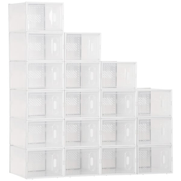 Organisateur de Rangement 12 Cubes Empilables en Plastique, Étagères  Modulables pour Placard avec Tringle - Noir et Blanc