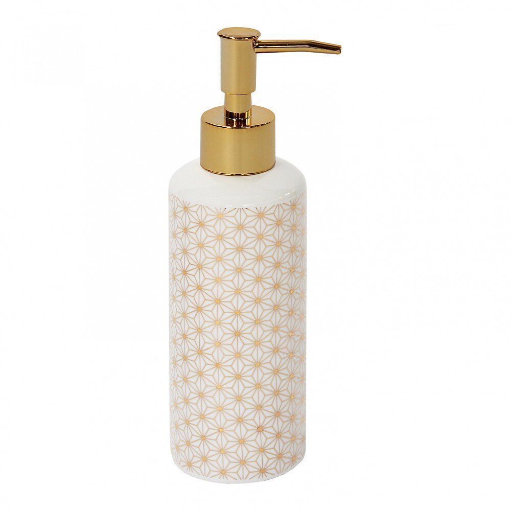 CENTRALE BRICO - Distributeur de savon céramique Boheme doré, blanc et doré - large