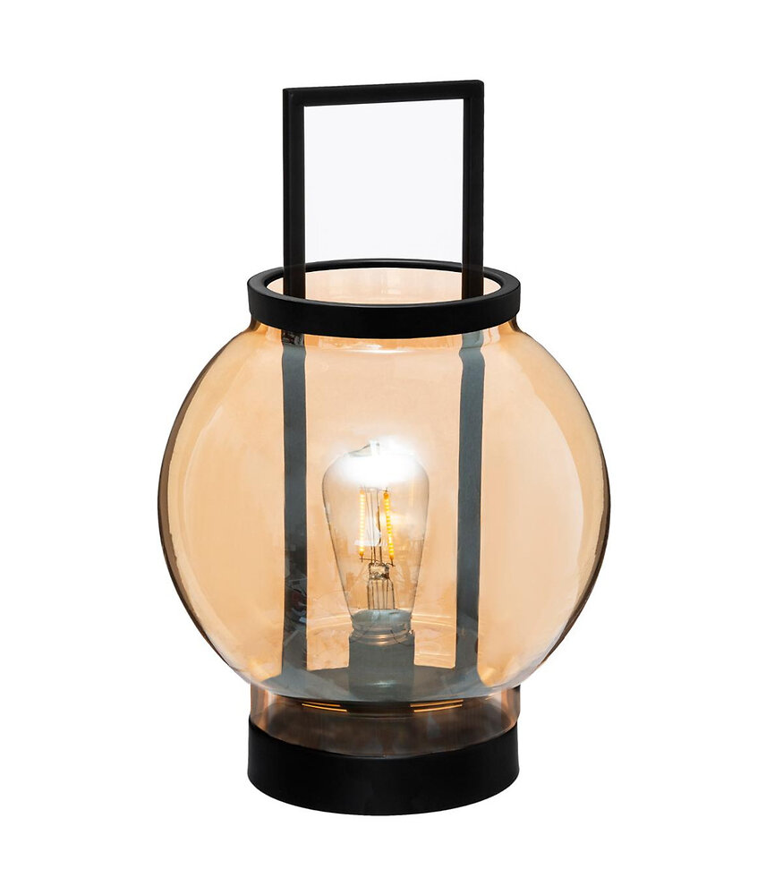 lampe d' ambiance à led en verre ambré d 19 cm