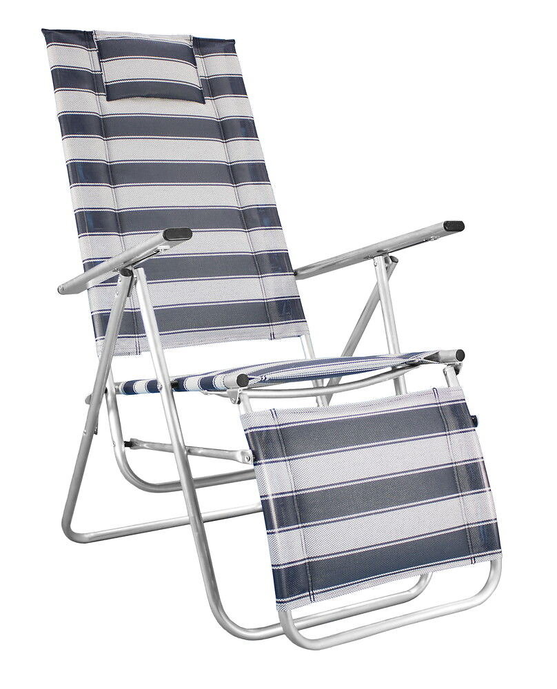 HEVEA - Lot de 2 fauteuils grand relax neptuno-70 rayé bleu textilene - aluminium - large