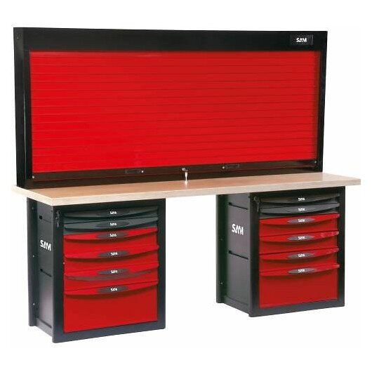 Etabli D'Atelier 12 Tiroirs Avec Armoire A Rideau