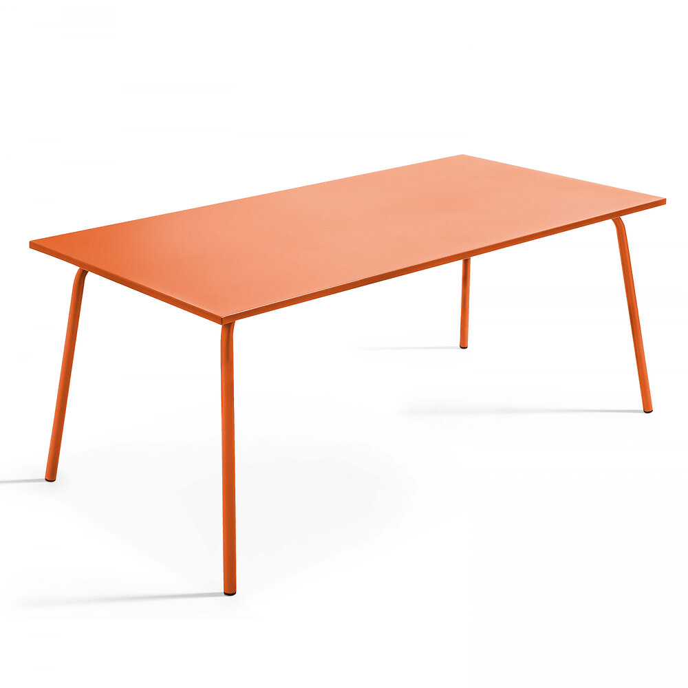 OVIALA - Table de jardin et 8 fauteuils en métal orange - large