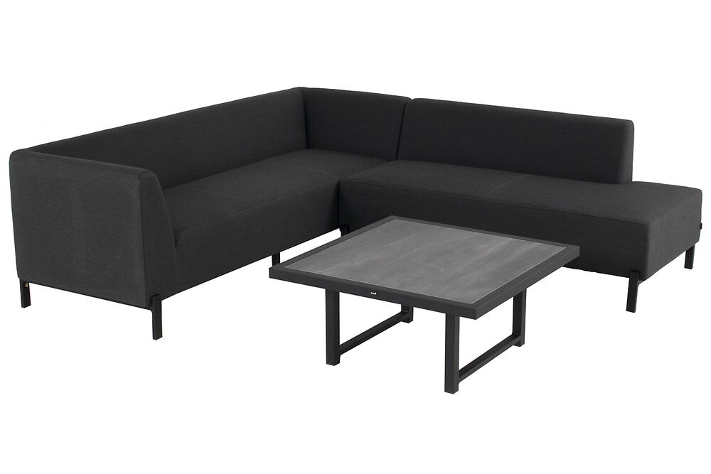 CHALET & JARDIN - Canapé d'angle extérieur + table basse Dion Corner en aluminum - Noir - large