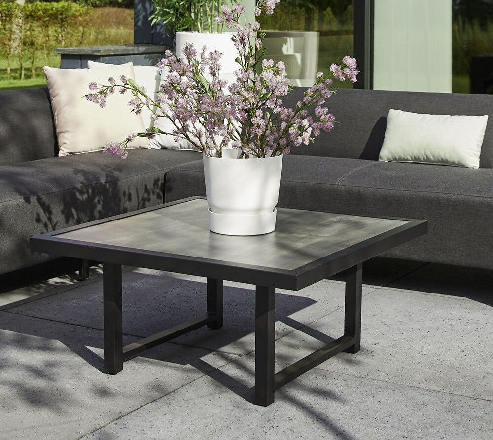 CHALET & JARDIN - Canapé d'angle extérieur + table basse Dion Corner en aluminum - Noir - large