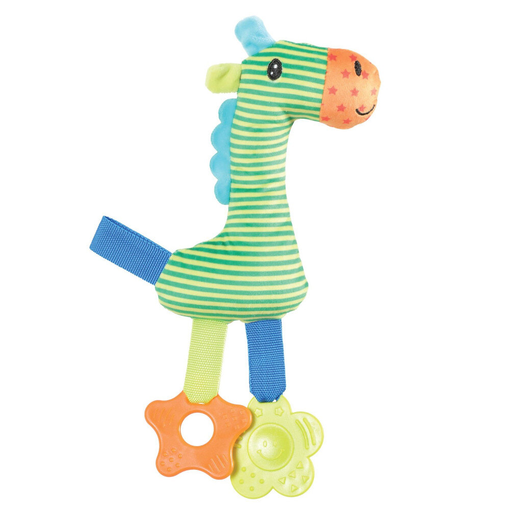 peluche rio girafe vert anneau à mordiller 26 cm jouet pour chiots