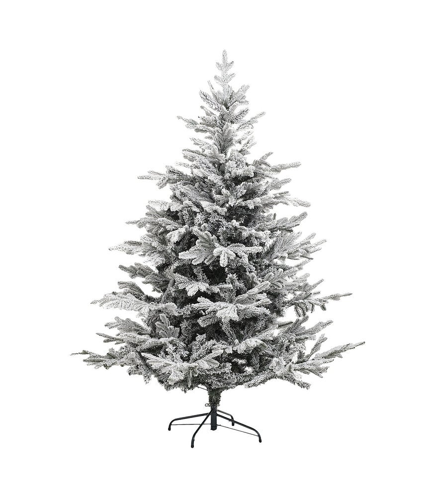 FEERIC LIGHTS & CHRISTMAS - Sapin de Noël artificiel vert floqué blanc et pailleté qualité premium H 210 cm - large