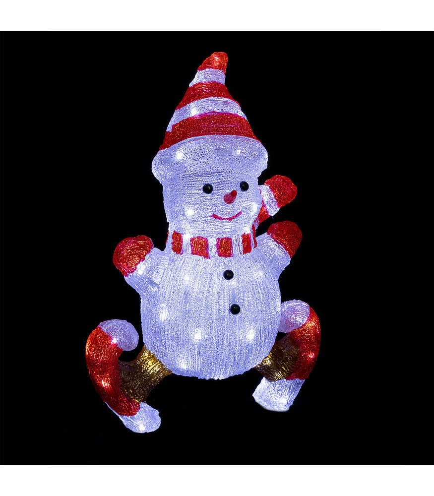 FEERIC LIGHTS & CHRISTMAS - Déco lumineuse Bonhomme de neige en patin 60 LED Blanc froid H 50 cm - large