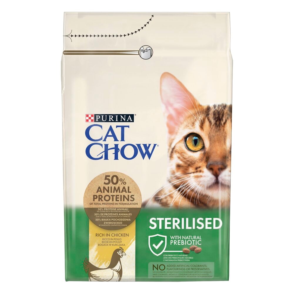 CAT CHOW - Croquettes chat adulte stérilisé - Poulet - 3kg - large
