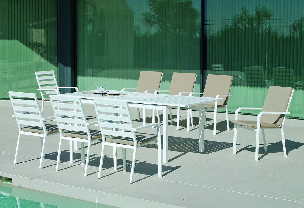 HEVEA - Lot de 2 fauteuils CARAVEL-3 DRALON finition blanc, tissus elsa beige + coussin - large