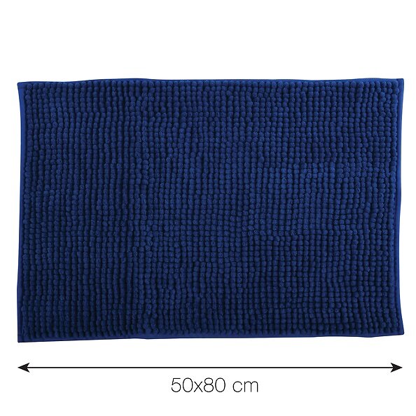 MSV - MSV Tapis de bain Microfibre CHENILLE 50x80cm Bleu Foncé - large