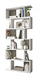 DMORA - Bibliothèque décorative haute avec 5 étagères, étagères modernes, séparateur de pièce, cm 80x25h192, couleur blanc et chêne - vignette